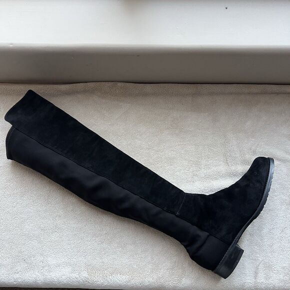 Stuart Weitzman 5050 Black Suede Over The Knee Tall Boots Women 9 M Back Stretch - Picture 1 of 16